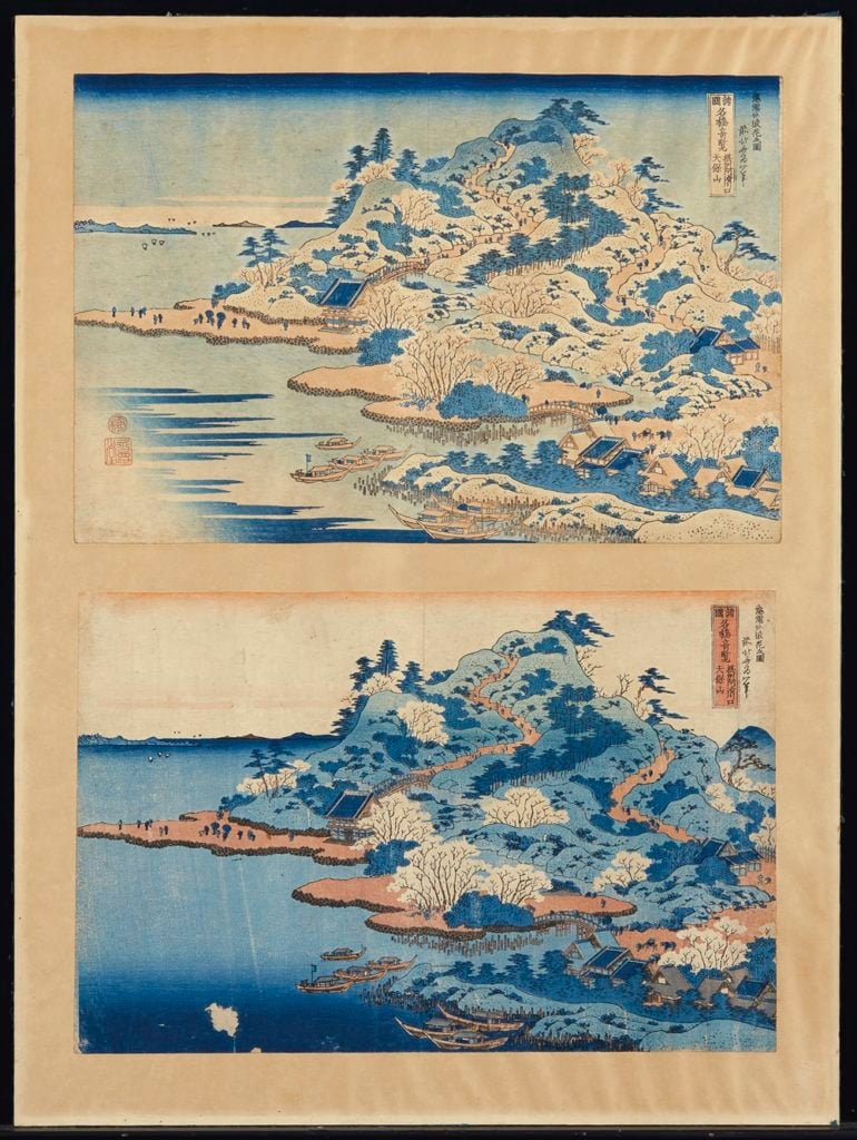 Two prints by Hokusai, estimated at $1,500–2,000. Courtesy Christie's.