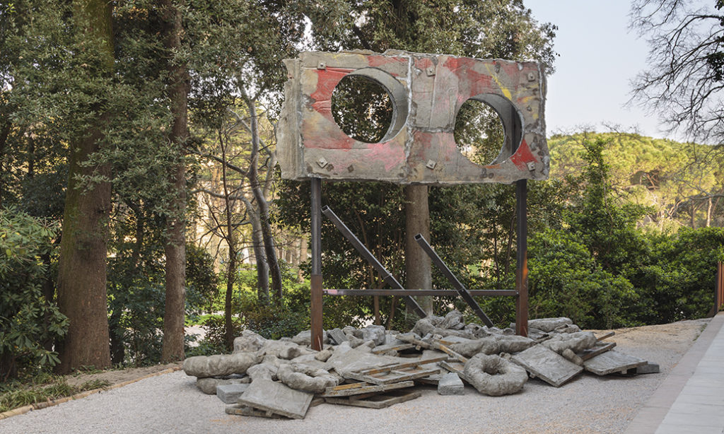 Phyllida Barlow, <em>folly</em> (2018), installation view in the British Pavilion, 57th Venice Biennale, Italy. Photo by Ruth Clark, ©British Council, courtesy of the artist and Hauser & Wirth