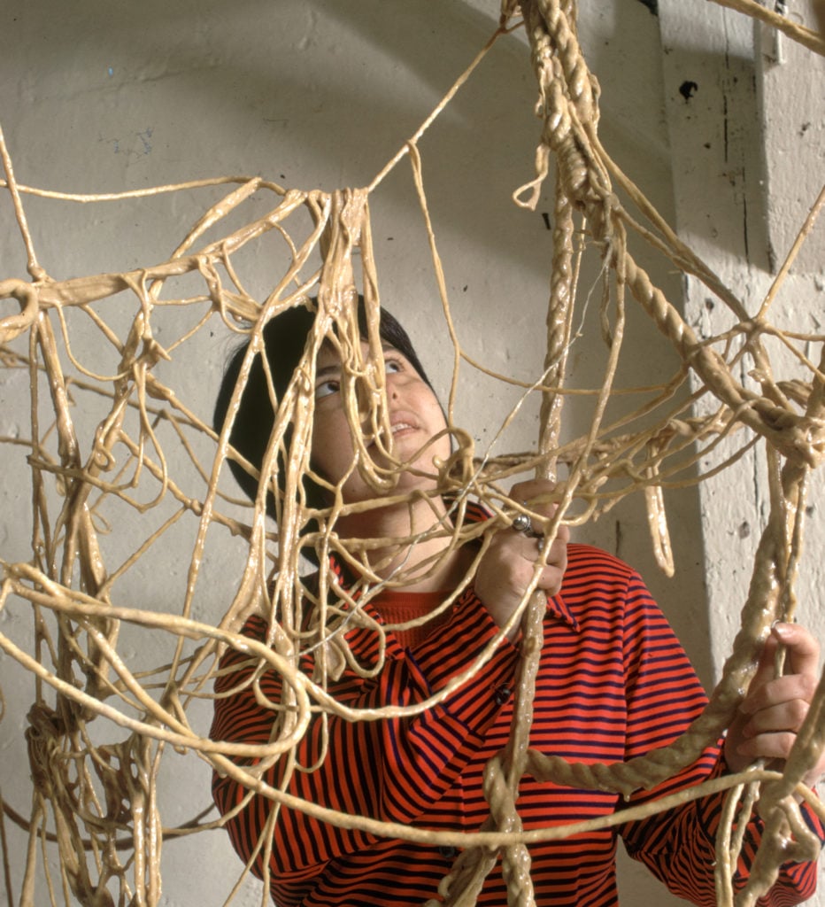 The artist Eva Hesse working on sculpture in New York in 1969, a year before her death at 34. (Photo by Henry Groskinsky/Time & Life Pictures/Getty Images)