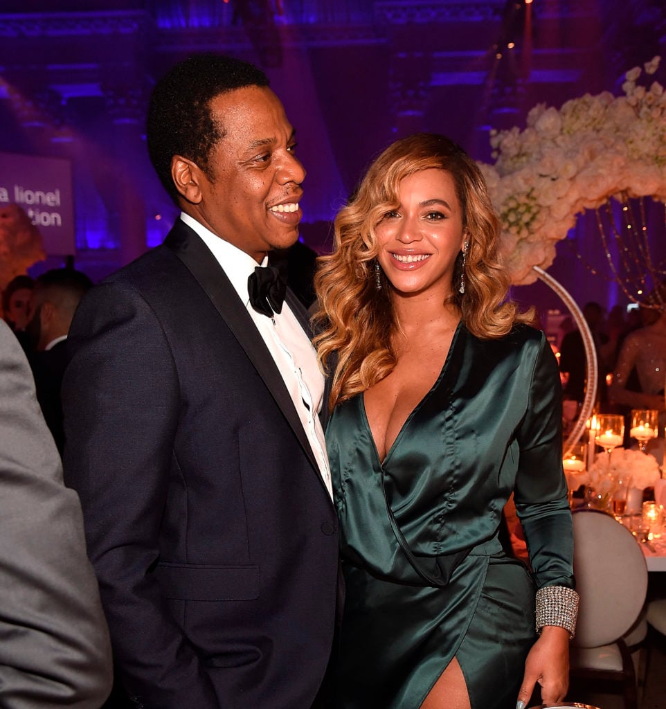 Jay-Z and Beyonce, seen not at the Bridge Art Fair in the Hamptons. (Photo by Kevin Mazur/Getty Images for Clara Lionel Fo)