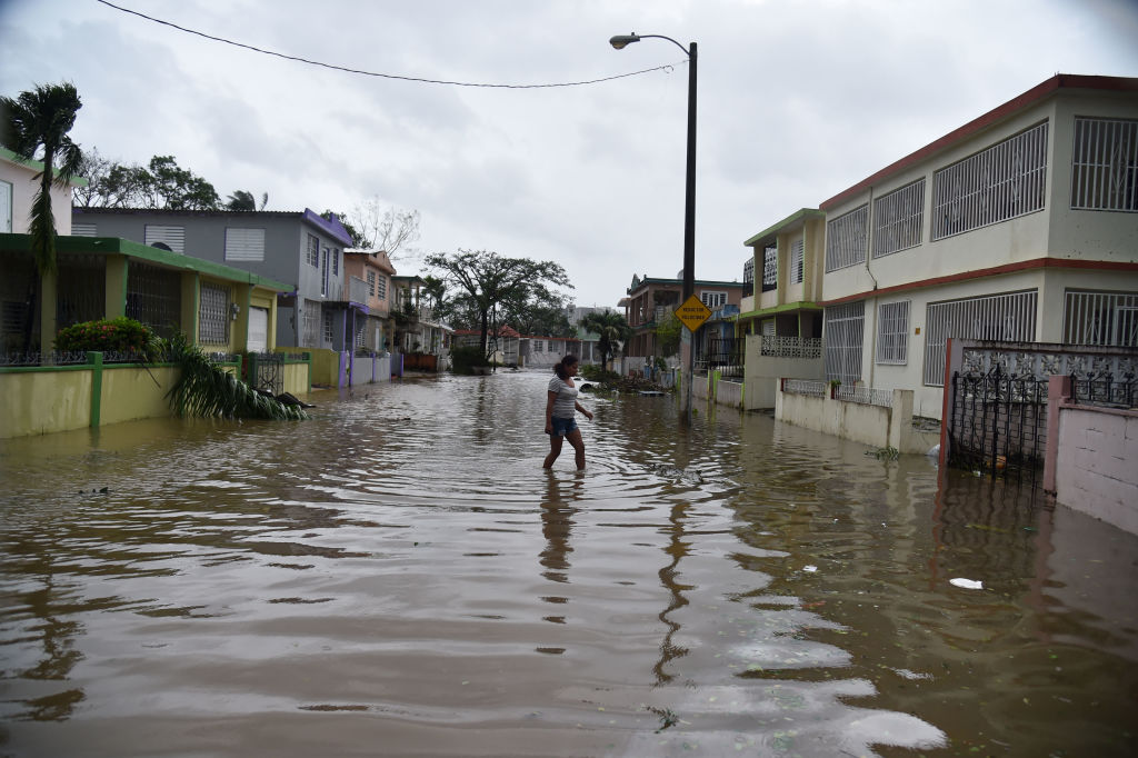 Flood waters from Hurricane Maria in San Juan, Puerto Rico, on September 20, 2017. Courtesy Hector Retamal/AFP/Getty Images.