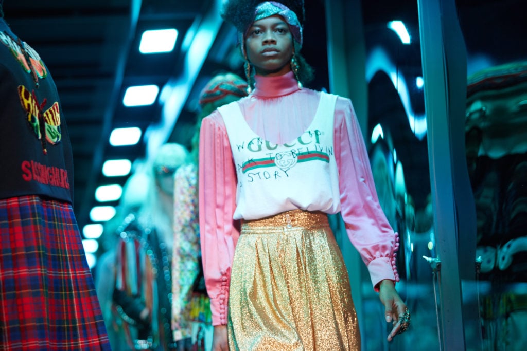 Another look as seen on the runway. Photo courtesy of Gucci.