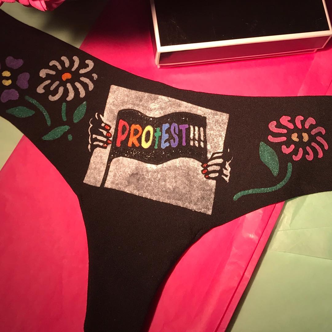 Laurie Simmons's handmade thong for "Anger Management" at the Brooklyn Museum. Courtesy of @marilynminter via Instagram.