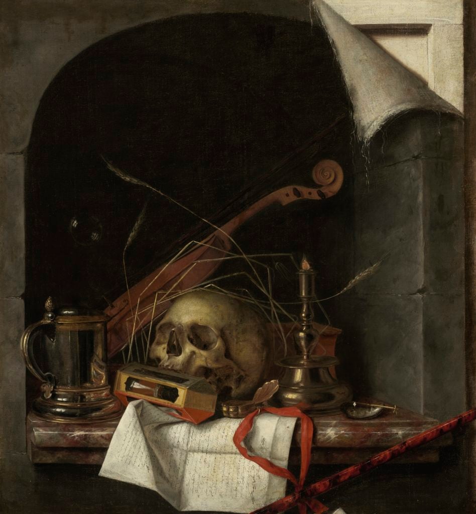 Cornelis Norbertus Gysbrechts, Vanitas Still Life (c. 17th century). Wikimedia Commons.