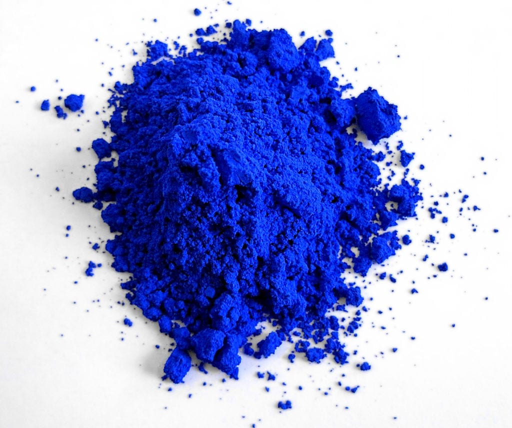 The discover of this YInMn blue powder has inspired a new crayon from Crayola. Courtesy of Oregon State University.