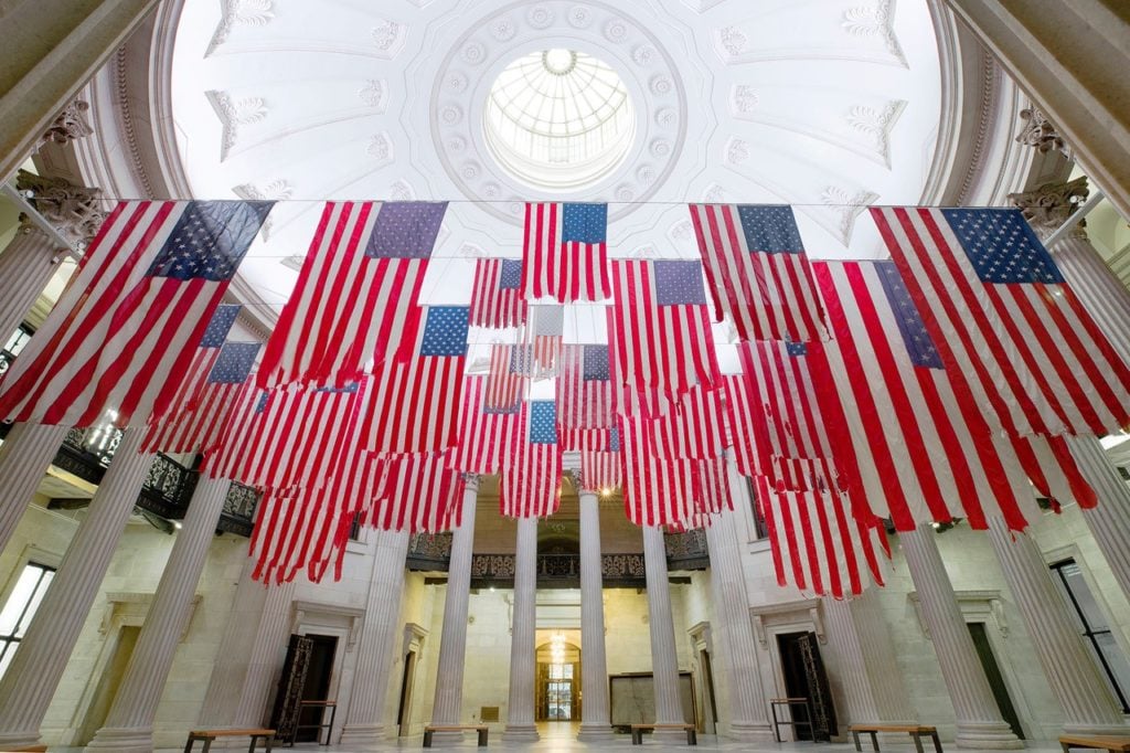 “Mel Ziegler: A Living Thing – Flag Exchange” at Federal Hall. Courtesy of Guillaume Ziccarelli. 
