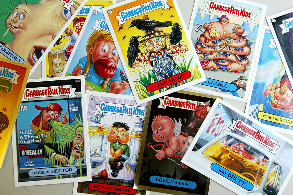"Garbage Pail Kids" cards are shown March 31, 2004 in New York City. Photo by Chris Hondros/Getty Images.