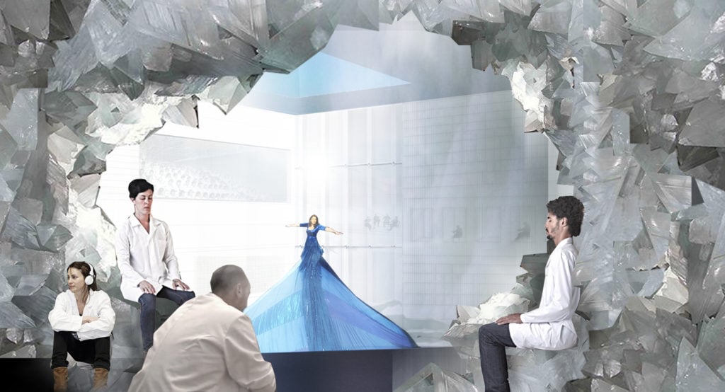 Rem Koolhaas's rendering of the crystal cave at the Marina Abramović Institute. © OMA.