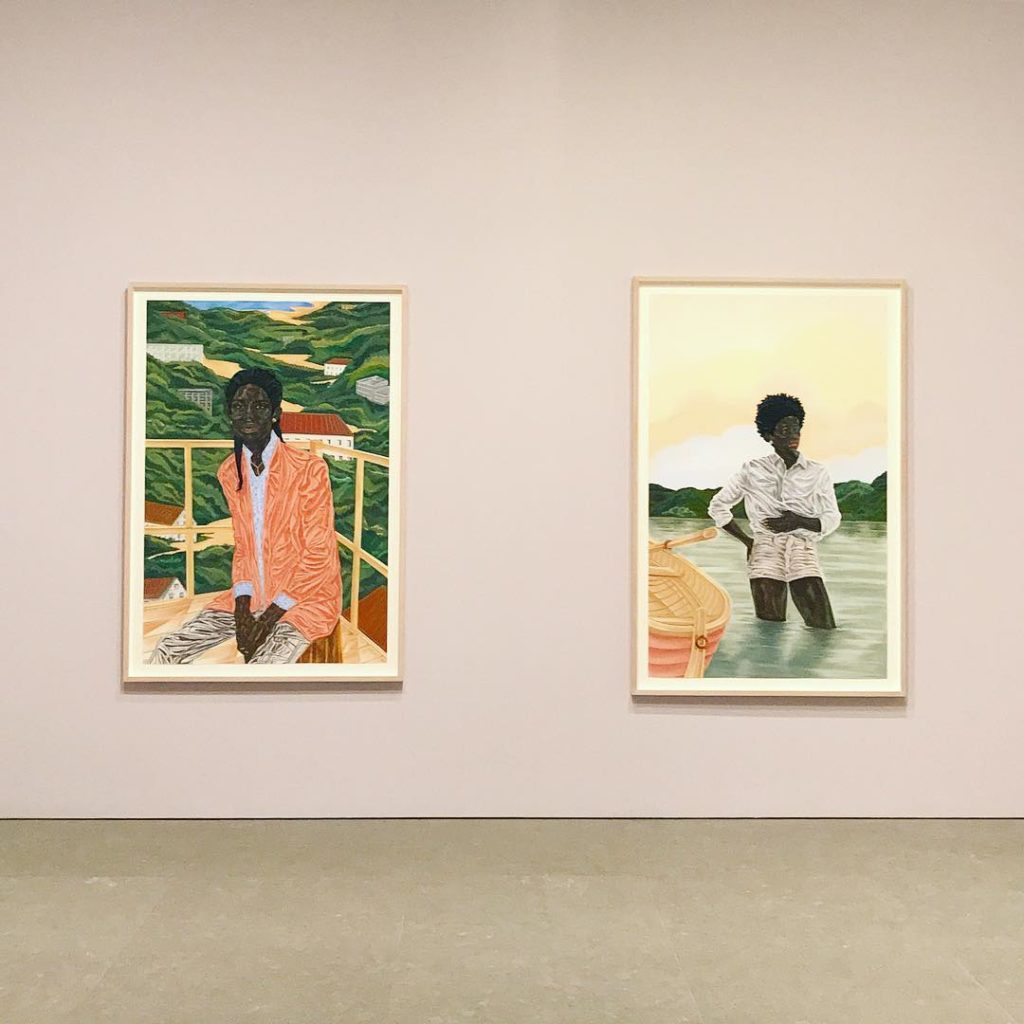 Installation view, "To Wander Determined" at the Whitney. ©Toyin Ojih Odutola. Courtesy of the artist and Jack Shainman Gallery, New York.