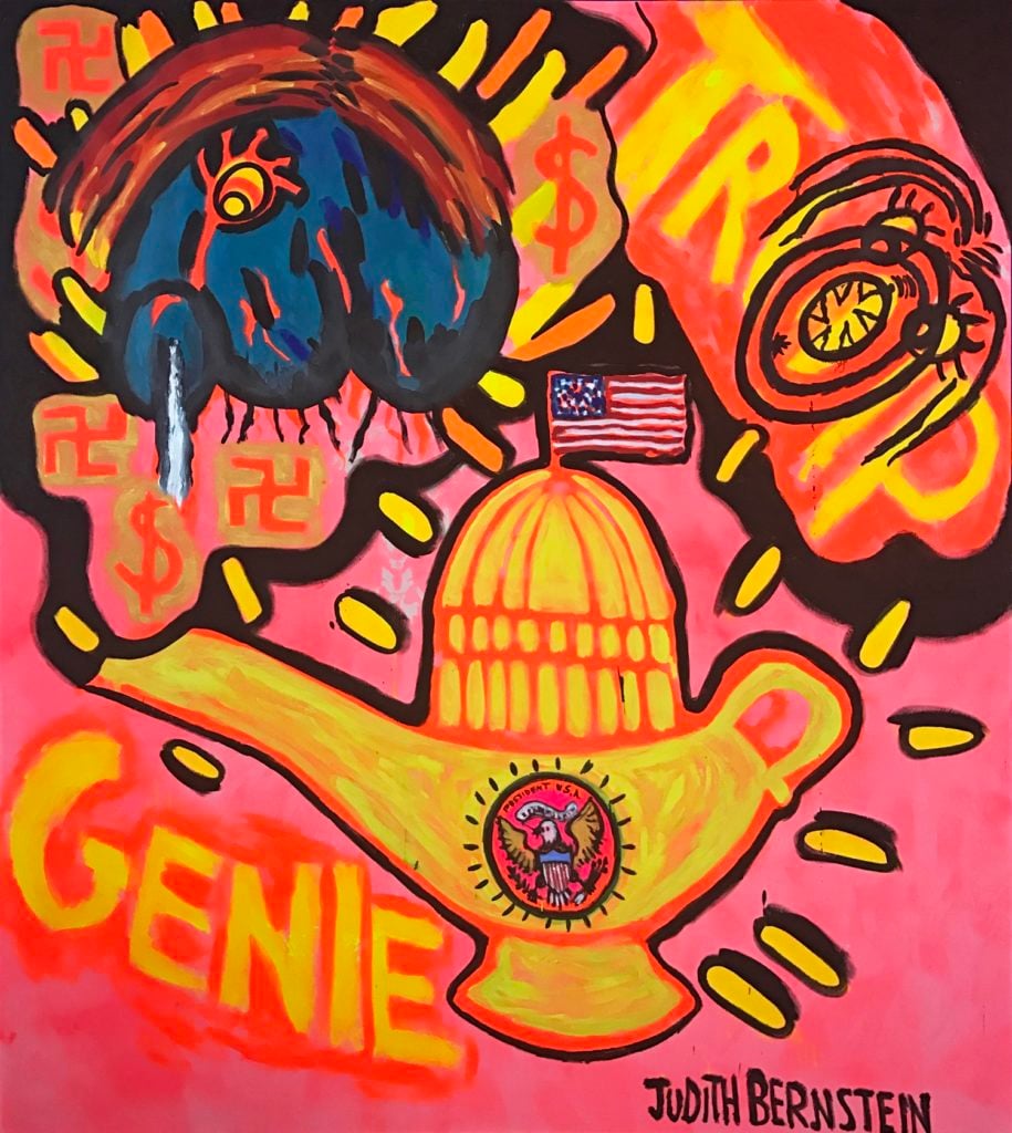 Judith Bernstein's Trump Genie (2016). Image courtesy of Judith Bernstein and Paul Kasmin Gallery.