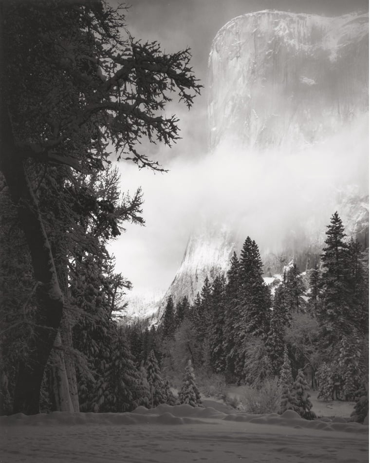 Ansel Adams, <i>El Capitan, Sunrise, Winter, Yosemite National Park, California</i>(1968). Courtesy Heritage.