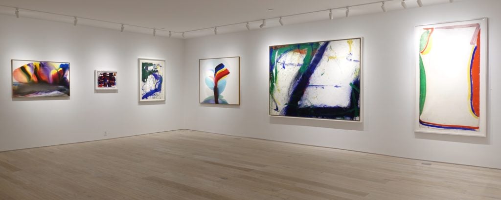 Installation view: "Between Tachisme and Abstract Expressionism: Bluhm, Francis, Jenkins" courtesy of Hollis Taggart Galleries.