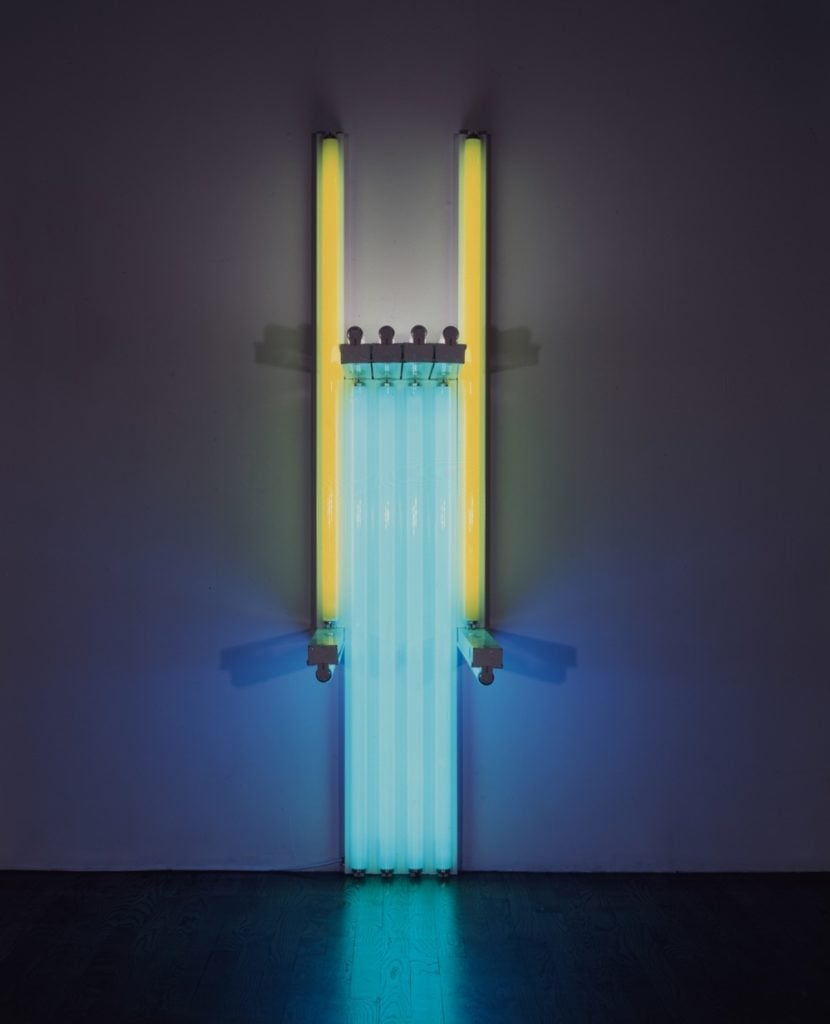 Dan Flavin, untitled (to Lucie Rie, master potter) 1y Photo by Dorothy Zeldman. ©Stephen Flavin/Artists Rights Society (ARS)/New York. Courtesy Rubin/Spangle Gallery.