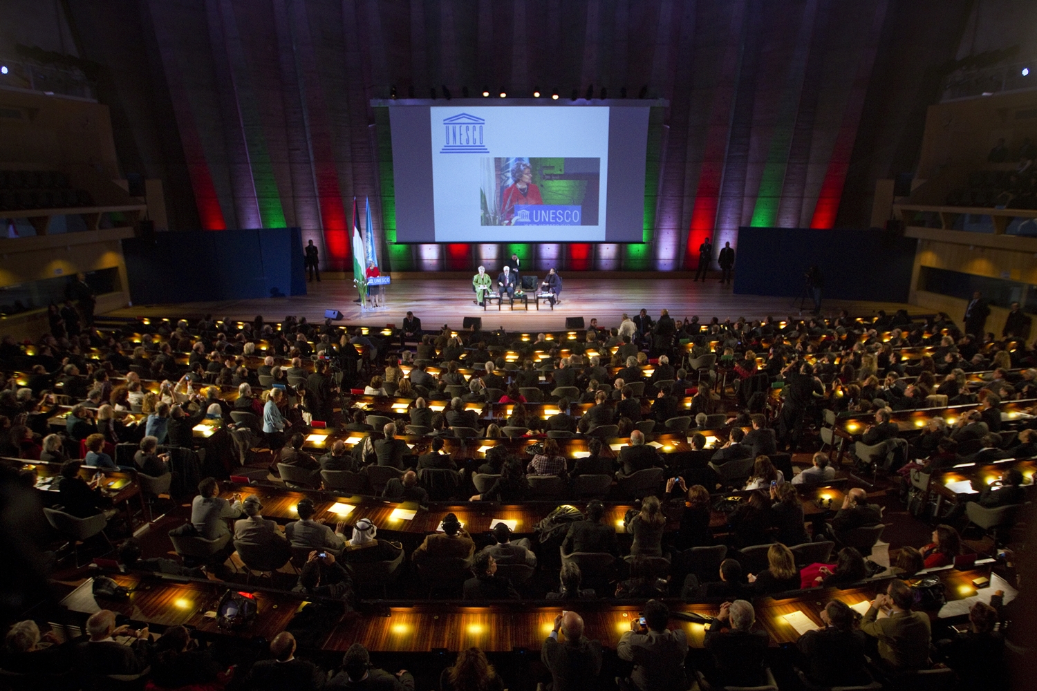 The Director-General of UNESCO Irina Bokova of Bulgaria delivers a speech at the UNESCO headquarters in Paris. Joel Saget/AFP/Getty Images.