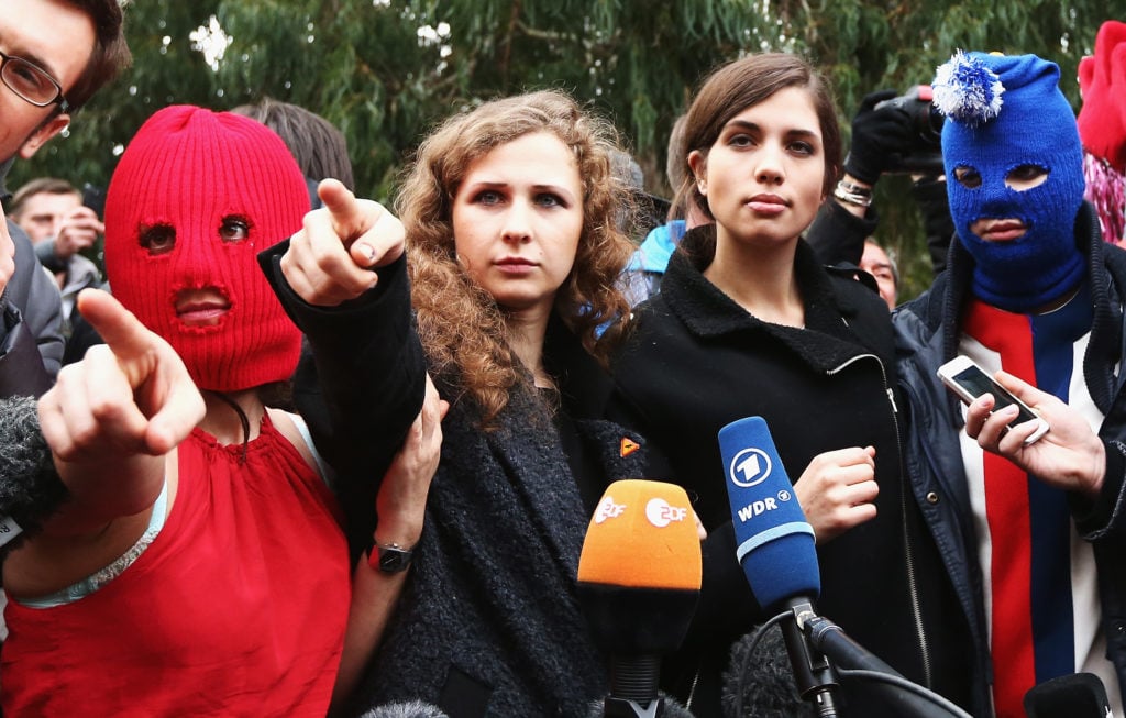 Members of Pussy Riot, seen here in Sochi, Russia. (Photo by Ryan Pierse/Getty Images)