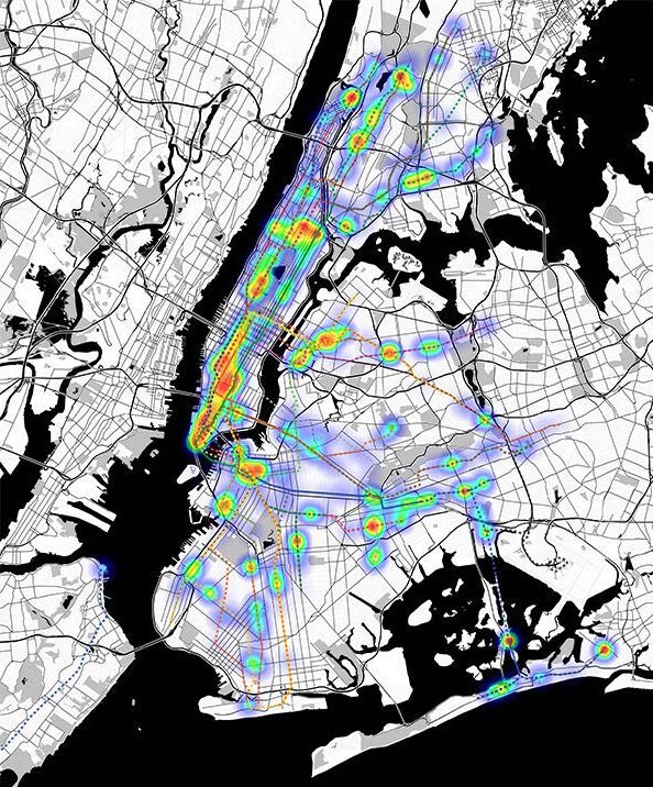 Christopher Mason/MetaSUB team, <em>Enterobacteriaceae Subway Map</em>. Courtesy of Pratt. 
