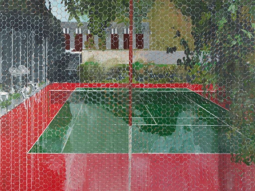 Hurvin Anderson, Country Club: Chicken Wire (2008). Sold for £2,648,750 at Christie’s “Post-War & Contemporary” sale, October 6, 2017.