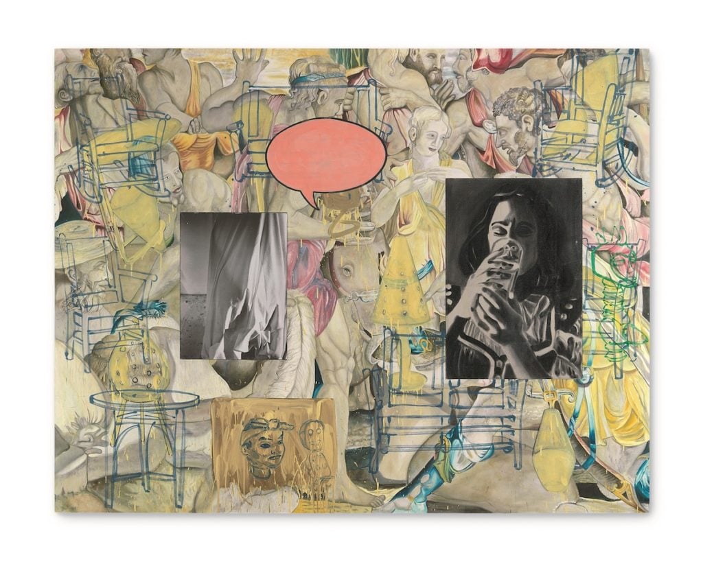 David Salle, Mingus in Mexico (1990). Sold for £608,750 at Christie’s “Post-War & Contemporary” sale, October 6, 2017.