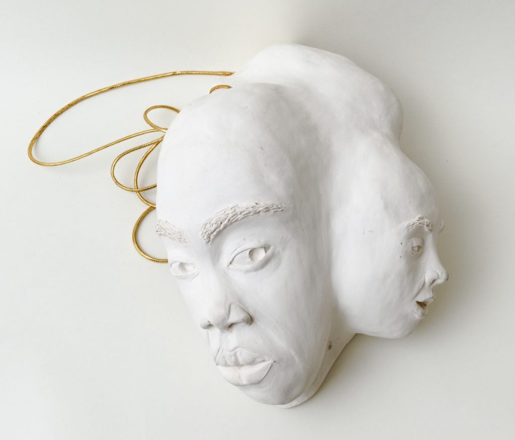Aisha Tandiwe Bell's <i>Chip on My Shoulder</i>. Image courtesy of Welancora Gallery.