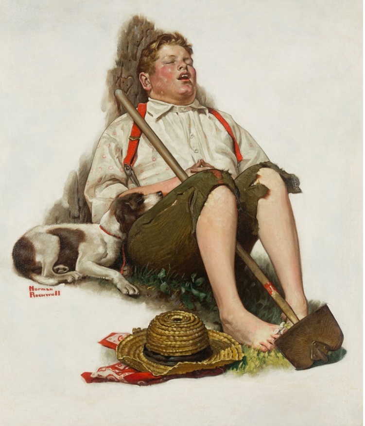 Norman Rockwell, <i>Lazy Bones, The Saturday Evening Post</i> cover, (1919). Courtesy Heritage Auctions, Dallas.