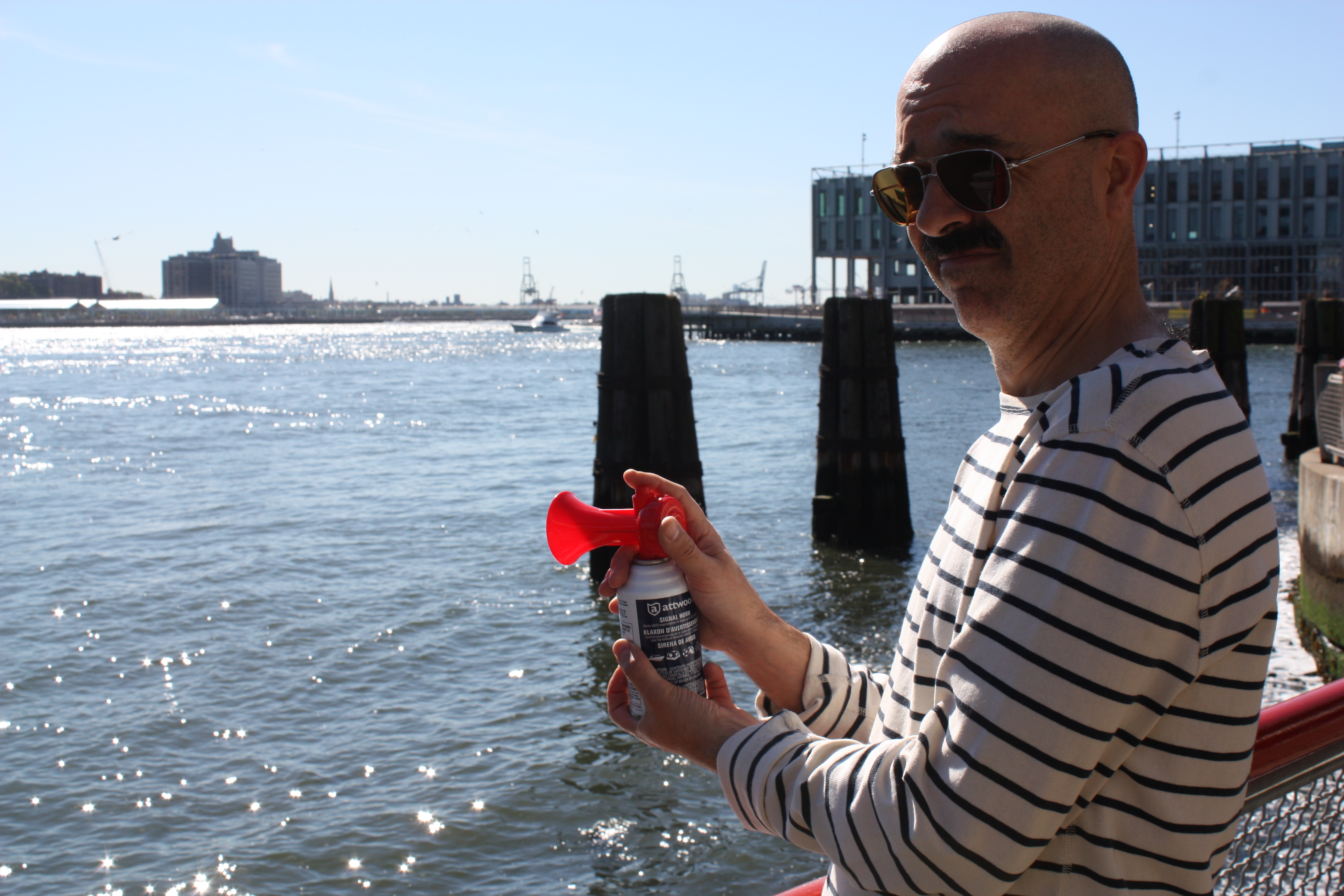 The author re-enacts his performance for Timothy Hutchings. Photo Elizabeth Gaffin.