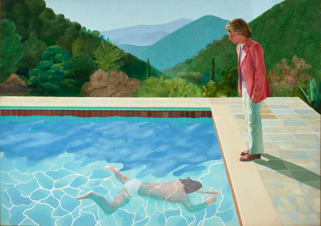 David Hockney, Portrait of an Artist (Pool with Two Figures) (1972). © David Hockney, Photo Credit: Art Gallery of New South Wales / Jenni Carter