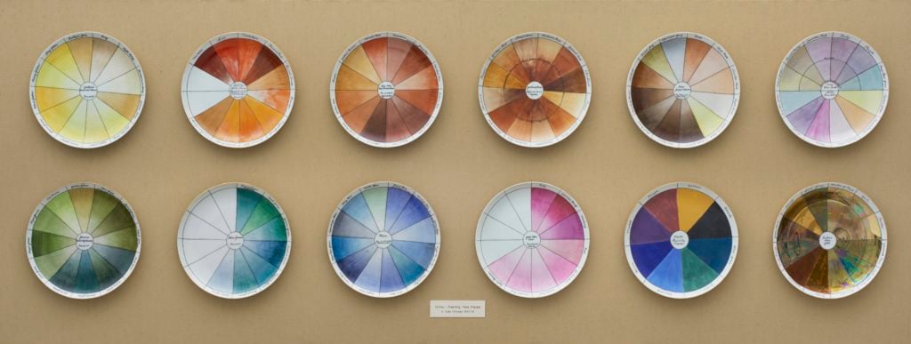 Judy Chicago, China-painting Color Test Plates, (1974). Courtesy of the artist.