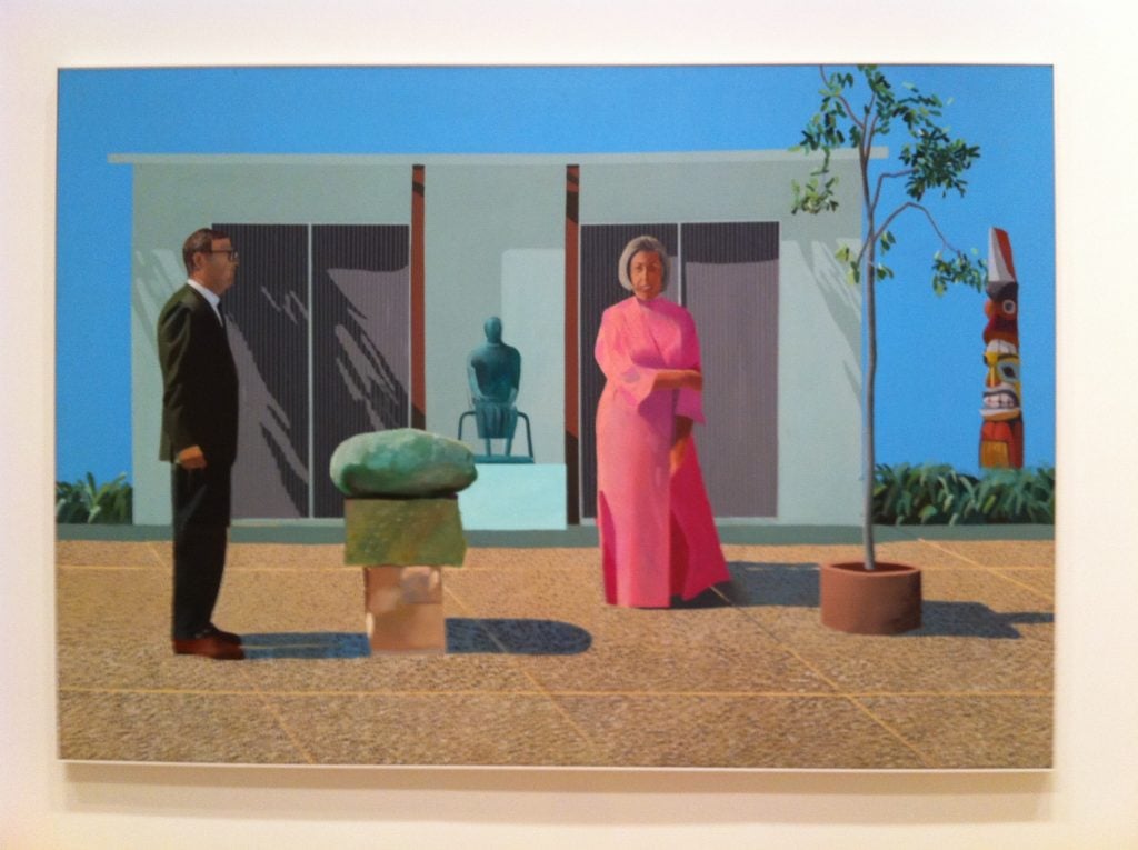 David Hockney, American Collectors (Fred and Marcia Weisman) (1968). Courtesy of Flickr.