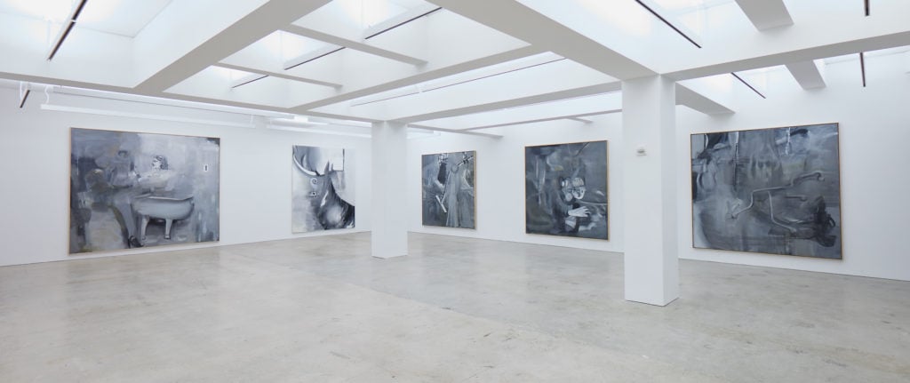 "Albert Oehlen: Grau," installation view. Photo courtesy of Nahmad Contemporary/Tom Powel Imaging.