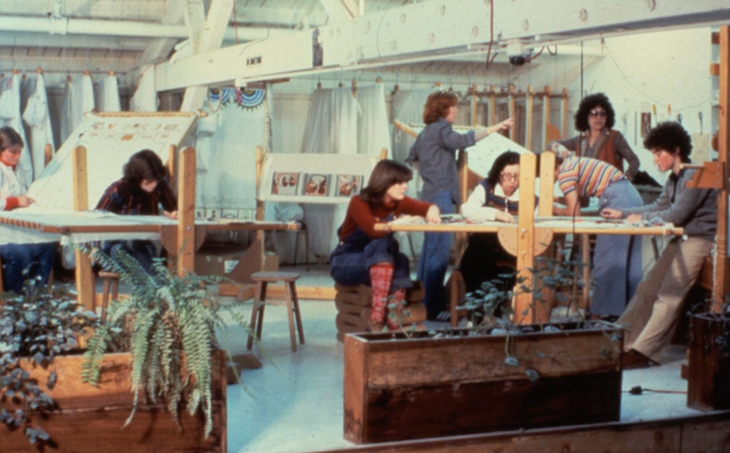 "The Dinner Party" Needlework Loft, (1977). Courtesy of Through the Flower Archive.