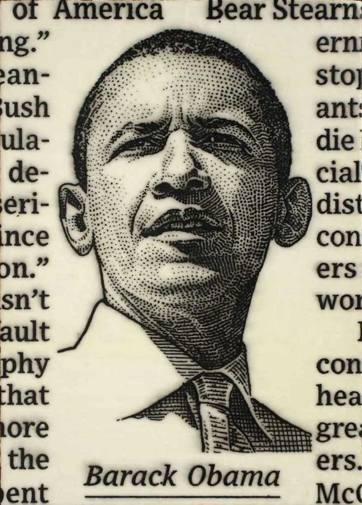 Portrait of Obama by Jose Maria Cano, presented to Obama in 2009.