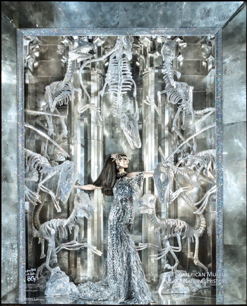 Bergdorf Goodman's American Museum of Natural History-themed window for their 2017 "To New York With Love" display. Courtesy of Bergdorf Goodman.