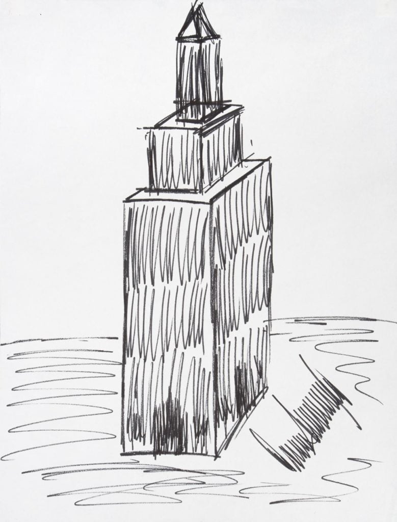 This Donald Trump sketch of the Empire State Building sold for $16,000. Courtesy of Juliens Auctions.