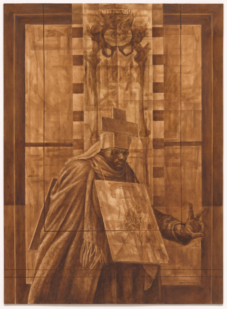 Charles White, <em>Black Pope (Sandwich Board Man)</em>, 1973. Courtesy of the Museum of Modern Art. © 2017 The Charles White Archives.