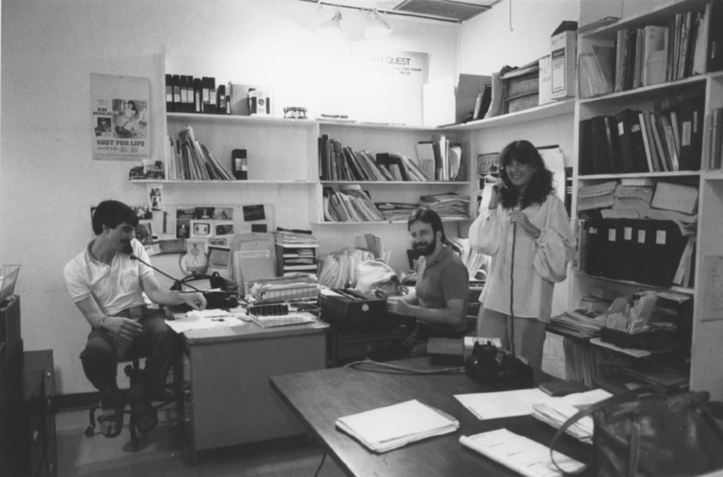 Marcia Tucker, John Jacobs, and Ned Rifkin at the New Museum (c. 1981). Courtesy of the New Museum. 