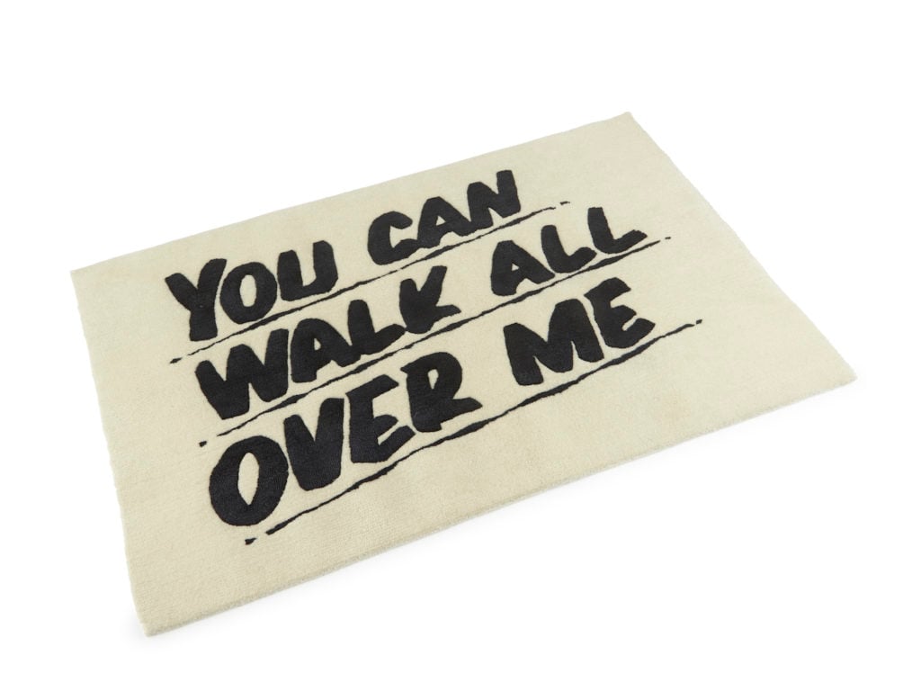 Baron Von Fancy, <i>You Can Walk All Over Me</i> rug, $1,200. Courtesy of Prospect New York.