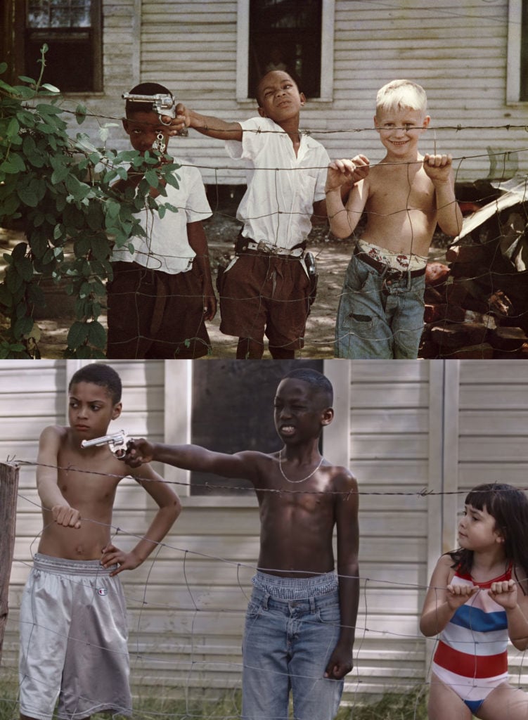 Top: Gordon Parks, <i>Untitled </i>(1956). Courtesy of the Gordon Parks Foundation. Bottom: A screenshot of the music video for Kendrick Lamar's "Element."