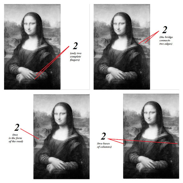 Pavel Floresco demonstrates the significance of the number 2 in Leonardo da Vinci's <em>Mona Lisa</em>. 
