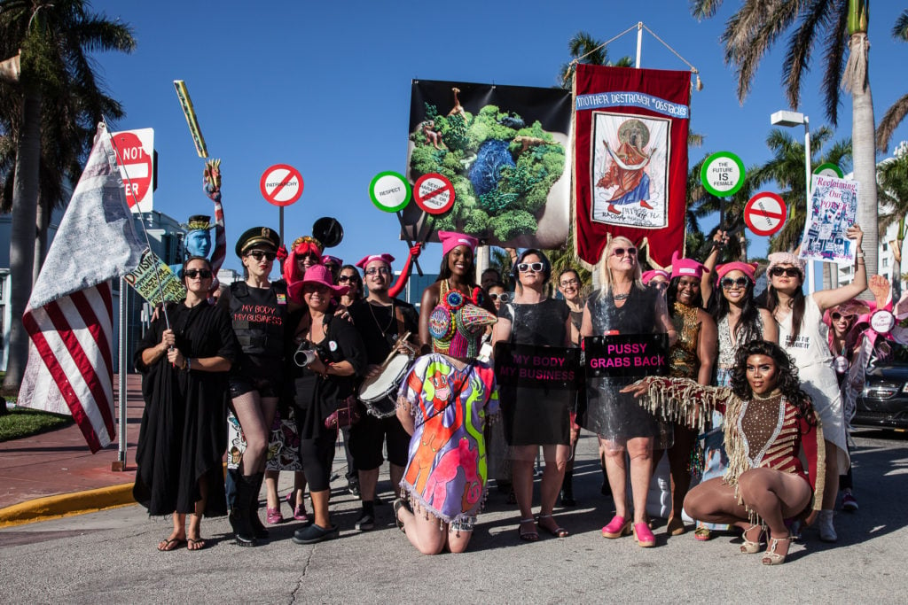 Marchers in Michele Pred's Parade Against Patriarchy. Photo courtesy of Ventiko and Smash the Patriarchy.
