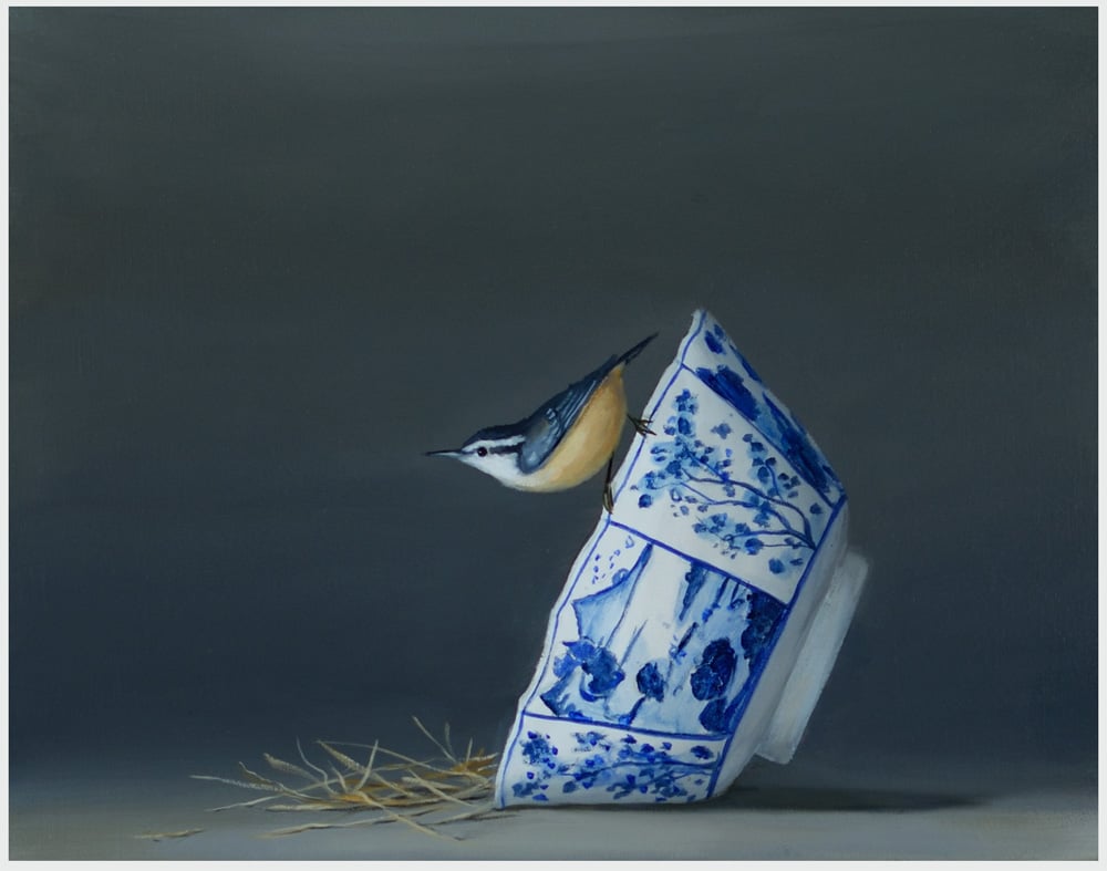 David Kroll, Bowl and Nuthatch (2017). Courtesy of Zolla/Lieberman Gallery.