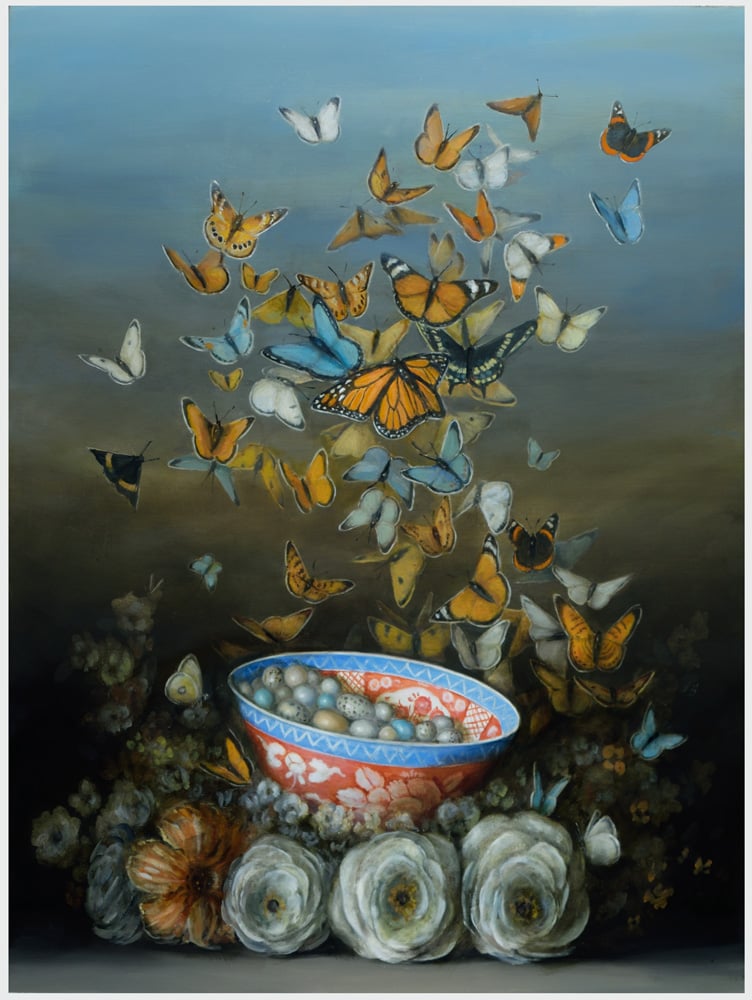 David Kroll, Butterflies and Bowl (2017). Courtesy of Zolla/Lieberman Gallery.