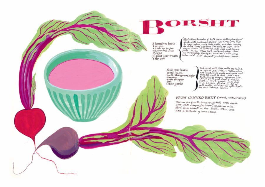 A spread from <em>Leave Me Alone With the Recipes: The Life, Art and Cookbook of Cipe Pineles</em>. Courtesy of Bloomsbury.