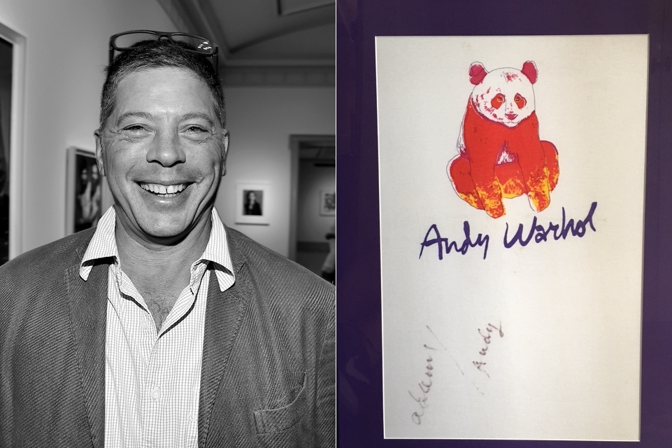 (L): Adam Lindemann, © Patrick McMullen. (R): Signed Andy Warhol T-shirt, courtesy of Adam Lindemann. 