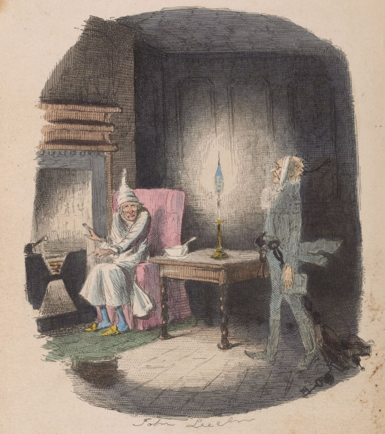 Charles Dickens, <em>A Christmas Carol</em>, London: Chapman & Hall, (1843), illustration by John Leech depicting Marley's Ghost. Courtesy of the Morgan Library & Museum. 