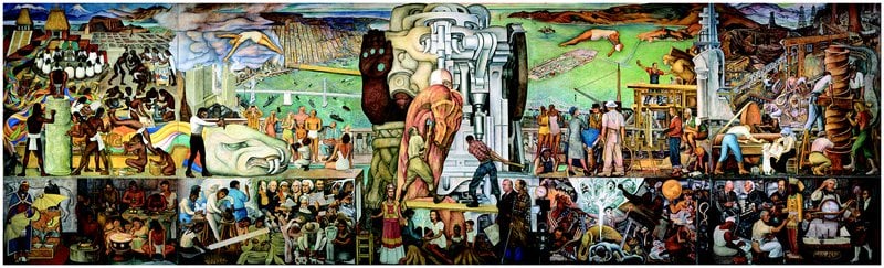 Diego Rivera mural, known as Pan American Unity, on view at SFMOMA