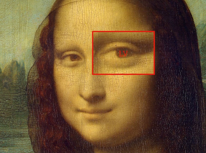 One theory holds that Leonardo da Vinci secretly embedded his initials in the eyes of his most famous painting.