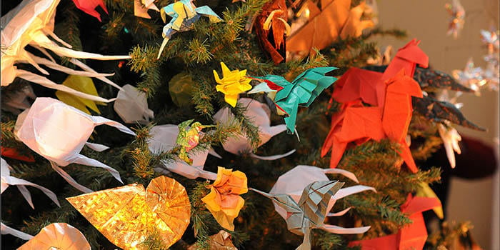 Origami holiday tree at the American Museum of Natural History. Photo courtesy of the American Museum of Natural History. 