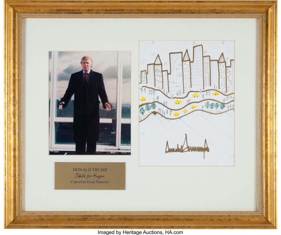 This Donald Trump sketch of the New York City skyline sold for $20,000. Courtesy of Heritage Auctions.
