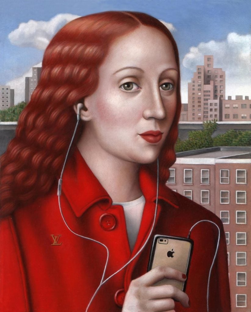 Amy Hill, <em>Woman in Red Coat</em>. Courtesy of Front Room Gallery, New York. 
