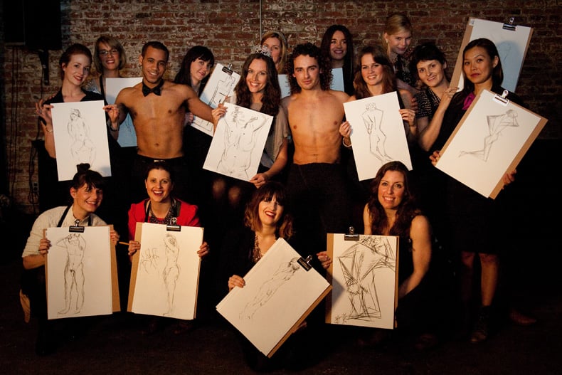 A party with nude figure drawing hosted by the Artful Bachelorette. Photo courtesy of the Artful Bachelorette. 